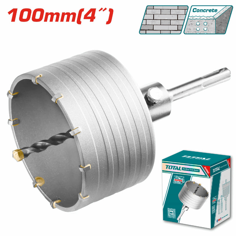 Broca Circular para Concreto. Diámetro: 100mm. 10 piezas de cuchillas TCT con Adaptador de 110mm.