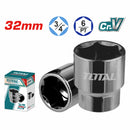 Socket hexagonal 3/4" Cr-V de 32mm con tratamiento térmico 6Pts. Material 50BV30. Dado