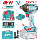 Llave impacto dado cuadrado 1/2" 42V. Motor sin escobillas. 460Nm. 2 baterías y 1 cargador.