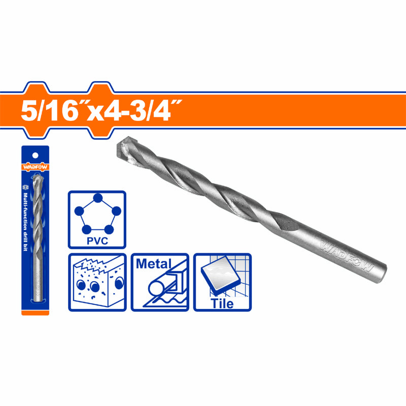 Broca Multifuncional 5/16" x 4 3/4". Cromo-Vanadio. Superficie arenada.