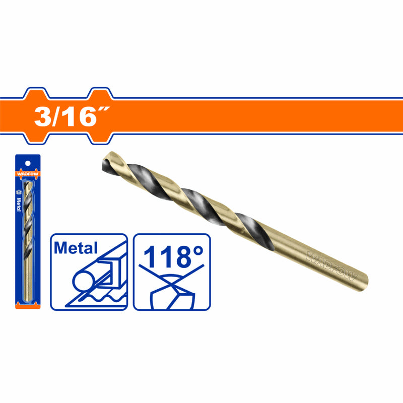 Broca HSS de 3/16". Acero Alta Velocidad.