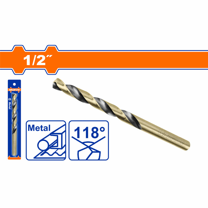 Broca HSS de 1/2". Acero Alta Velocidad.