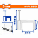 Grapas para cable coaxial. Blanco. Set de 100 piezas. Protege la cubierta del cable.