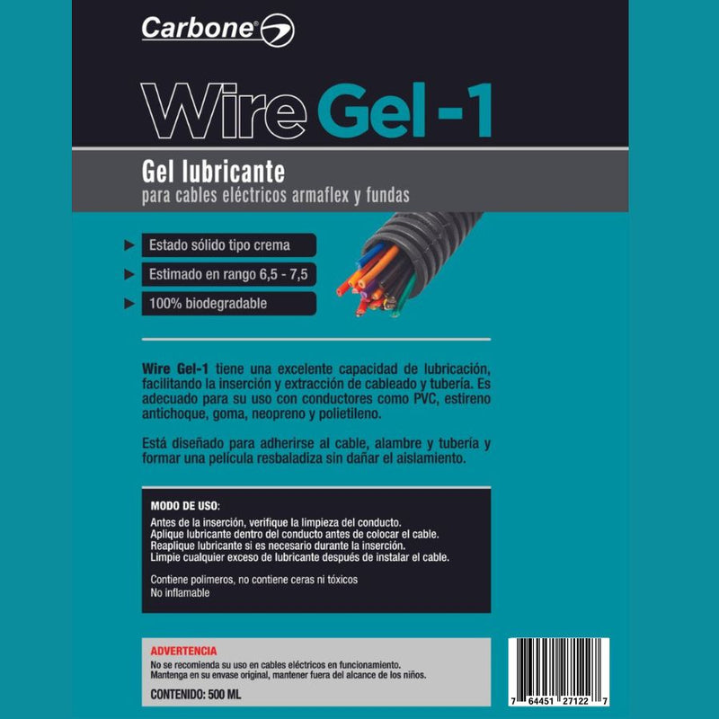 Gel lubricante para alambres o cables eléctricos. WireGel-1 de 500ml.