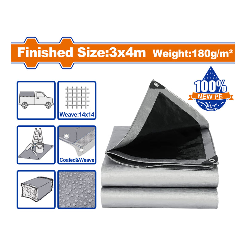 Lona Polietileno gris 3x4m Peso: 180g/m2. Espesor: 0.25mm. Ambos lados laminados. Impermeable.