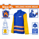 Chaqueta de soldador con tiras reflectantes. Talla XL. Ideal en trabajos nocturnos de soldadura.