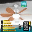 Abanico De Techo 20" aspas madera socket E27 Con Luz Led Tono ajustable 3000/4000/6500K, 1900 Lumens 6 Aspas 3 CCT 520X185mm