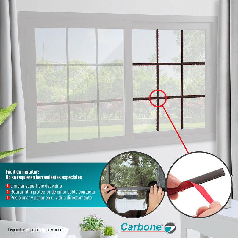 Ventana Francesa Kit de perfiles UPVC Autoadhesivo doble contacto Do It Yourself para ventana 1800x1200 mm color Marrón chocolate