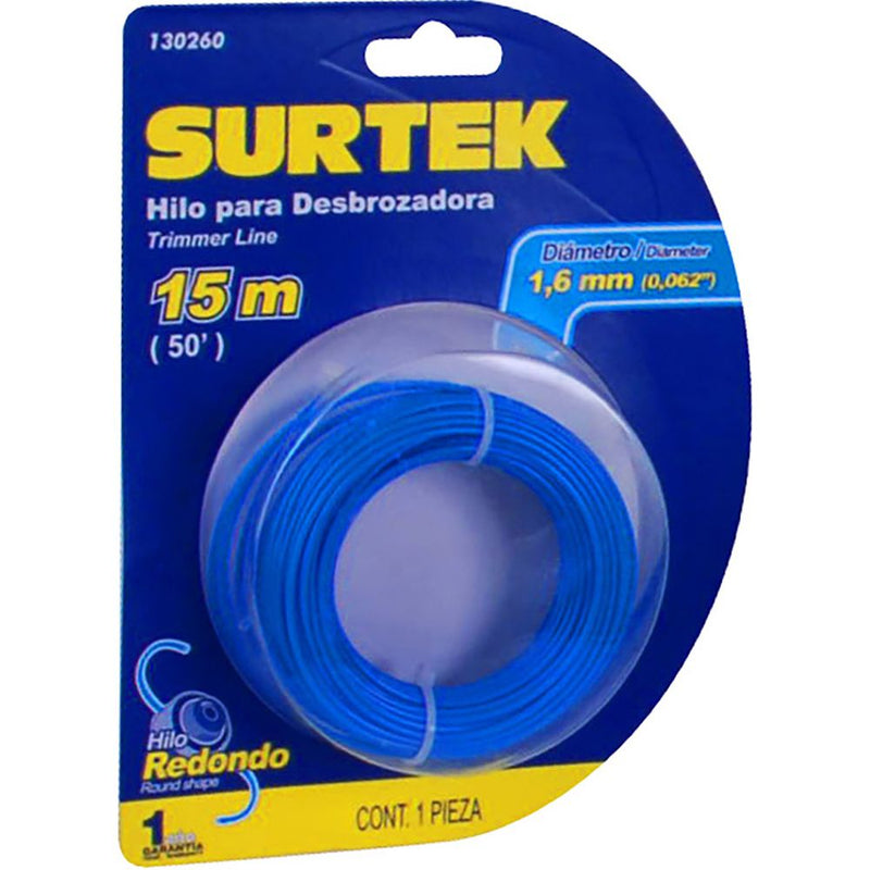 Nylon redondo para desbrozadora en blíster 1.65mm x 15 mt Surtek