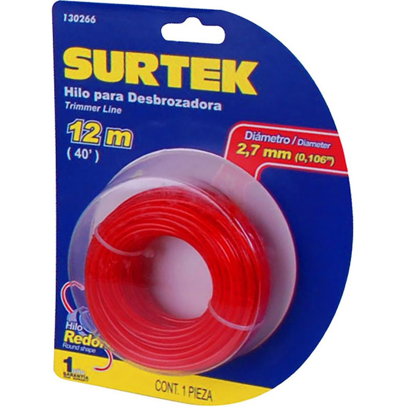 Nylon redondo para desbrozadora en blíster 2.7mm x 15 mt Surtek