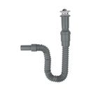 Trampa plástica flexible para lavamanos con desague con tapa tipo moneda y con rebosadero, incluye