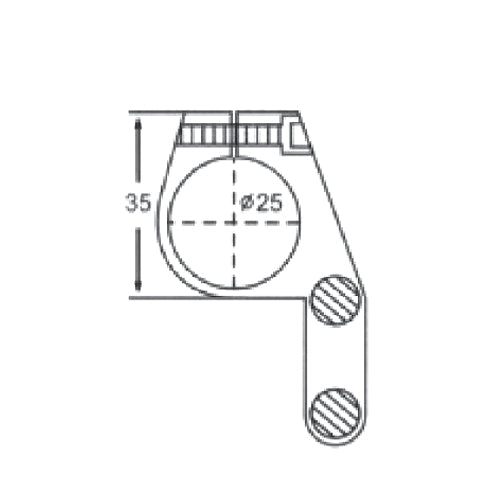 Tope Derecho para tubo de 25mm. Sistema Slider.