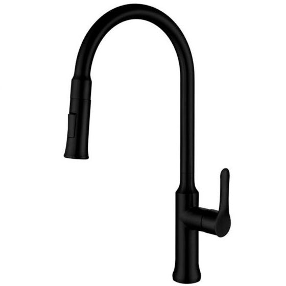 Grifo de color negro mate para fregador de cocina de acero inoxidable con manguera extraíble (MULINO)