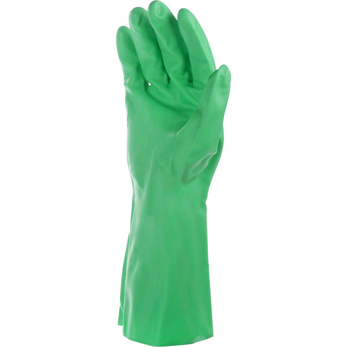 (1 Par) Guantes De Nitrilo Extendido De Seguridad Verde. Multiproposito. Largo 30Cm. Talla 10