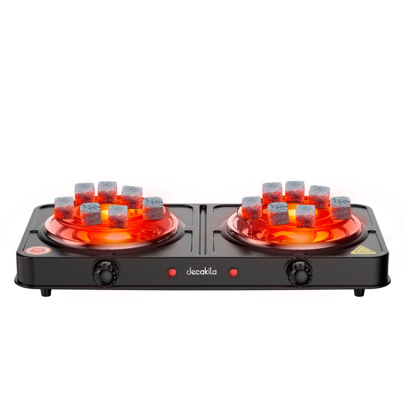 Estufa eléctrica portátil de dos quemadores, 1000W, 110V 50/60Hz, 430*240*75mm