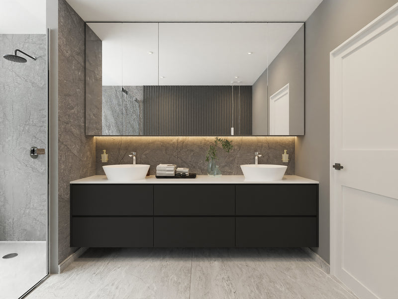 Panel Decorativo Mármol PVC  1.22 m x 2.80 m x 4 mm. Acabado: Dark Rock