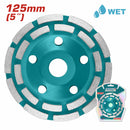 Disco de desbaste para concreto 5" superficie húmeda. Rueda copa de diamante. Set 20 piezas.