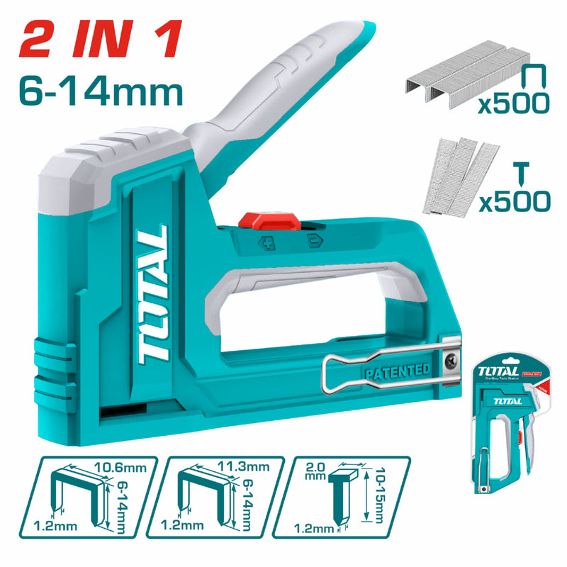 Grapadora 2 en 1 de Fuerza ajustable. Longitud: 6-14mm Con 500 grapas. Compatible con: THT39105