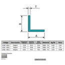 Angulos Aluminio 3" X 3". Espesor 6.35 Mm 1/4" Largo 5.85 Mts. Material 6061-T6. Acabado Mill.