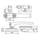 Manilla de cierre a presion para ventana y puerta. Incluye recibirdor, calzo de nivelacion y tornill