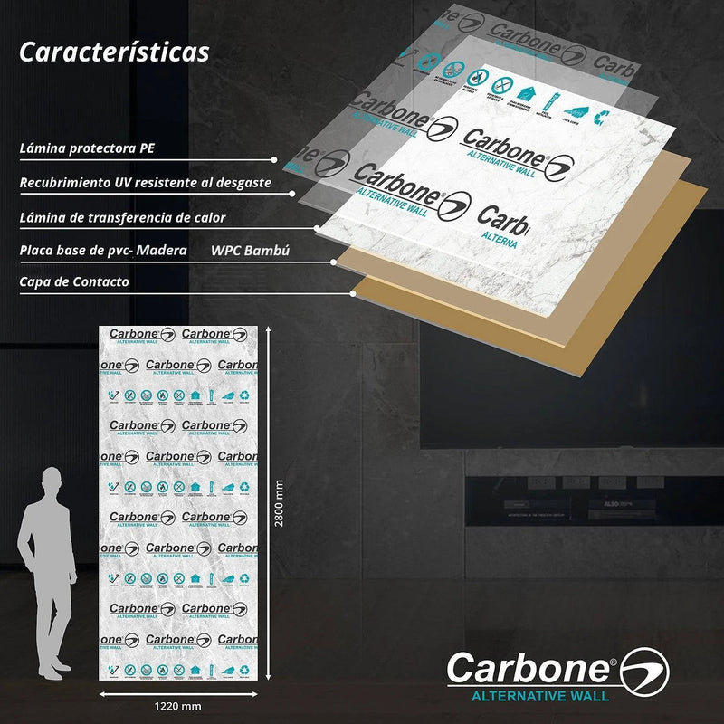 Panel Decorativo WPC Bambú 1.22 M X 2.80 M X 5 Mm Acabado: plastered concrete
