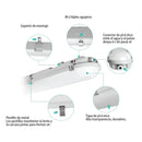 Lampara lineal colgante LED Rectangular Industrial IP65. 20 Watt. 120Volt. 60Hz. Luz Blanca (6400K) 3000 Lumens. a prueba de agua estanca