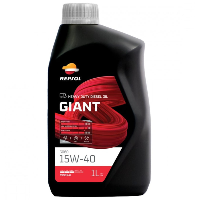 Aceite lubricante 15W40 Repsol de 1 L. Para motores Diesel