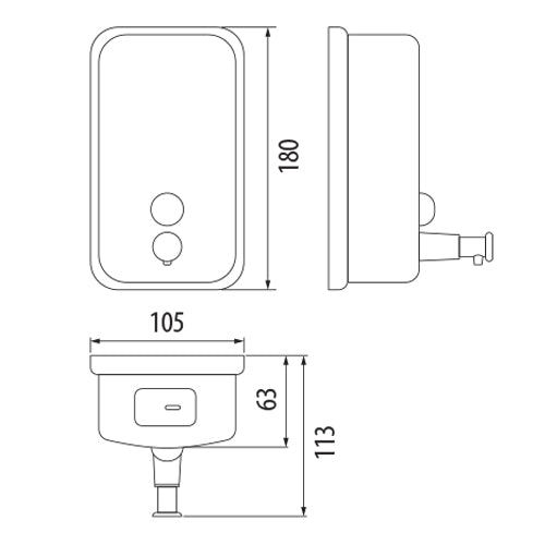 Jabonera Dispensador de jabon liquido 850 ml. acero inoxidabl 304 satinado