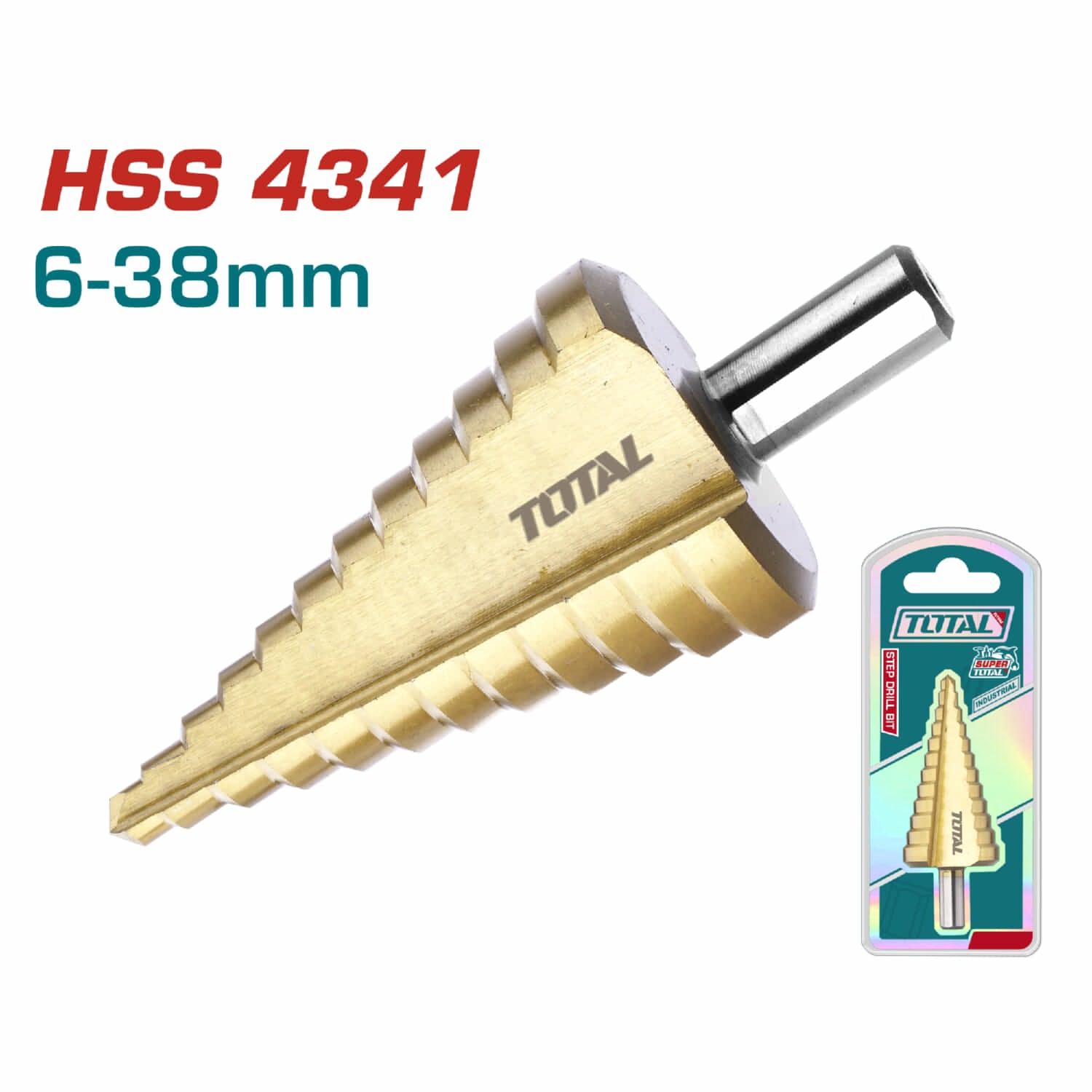 Broca Escalonada. 6-38mm.  Para Metal. Chapado en Titanio.