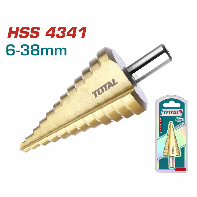 Broca Escalonada. 6-38mm.  Para Metal. Chapado en Titanio.