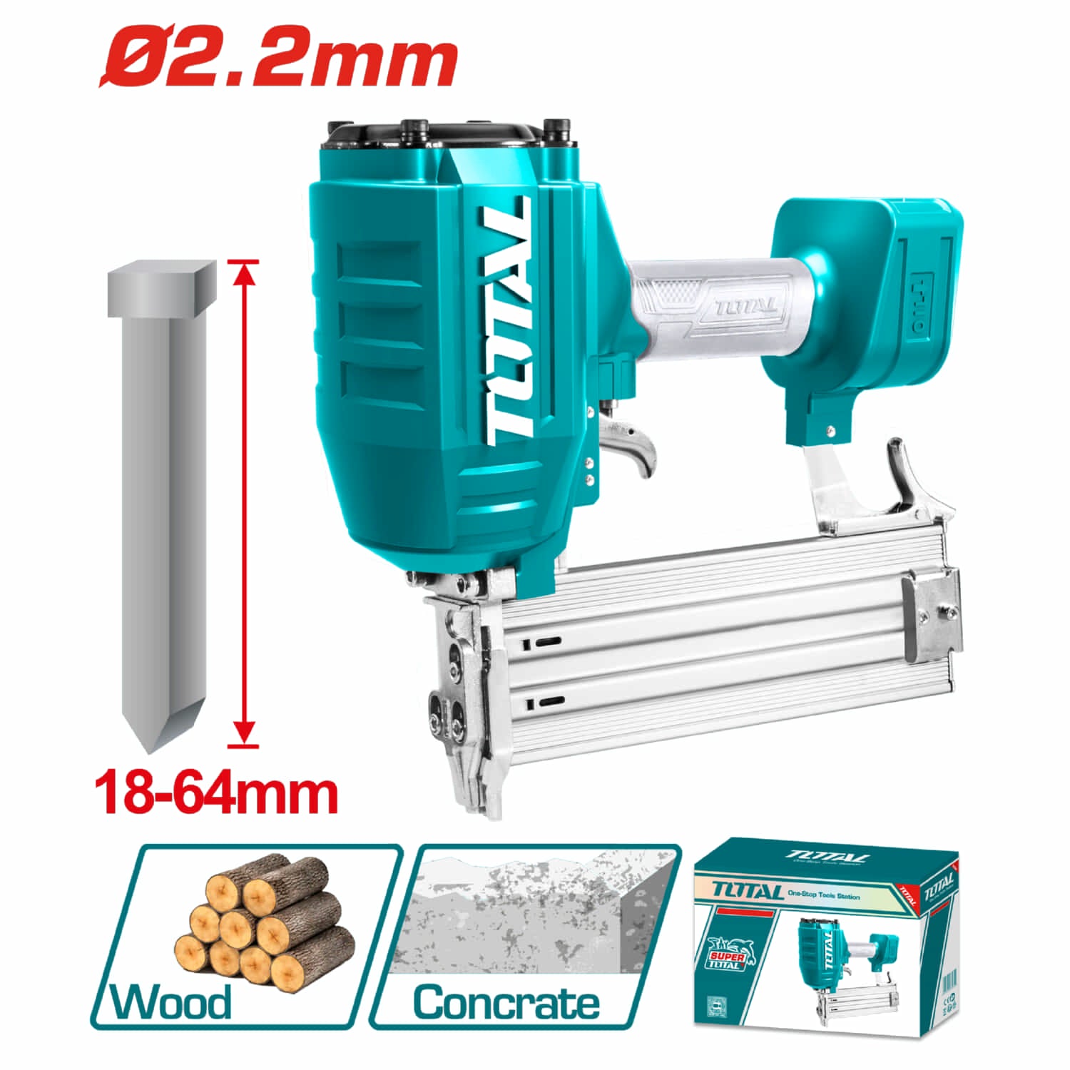 Pistola de clavos neumática para concreto. 18-64mm