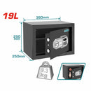 Caja Fuerte de Seguridad 19 L. 250 x 350 x 250 mm. Registra 3 a 8 dígitos.