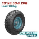 Rueda Neumatica Para Carretillas De 100 Kg. De 10" X 3.50 -4 + 2PR. Con Rodamiento.