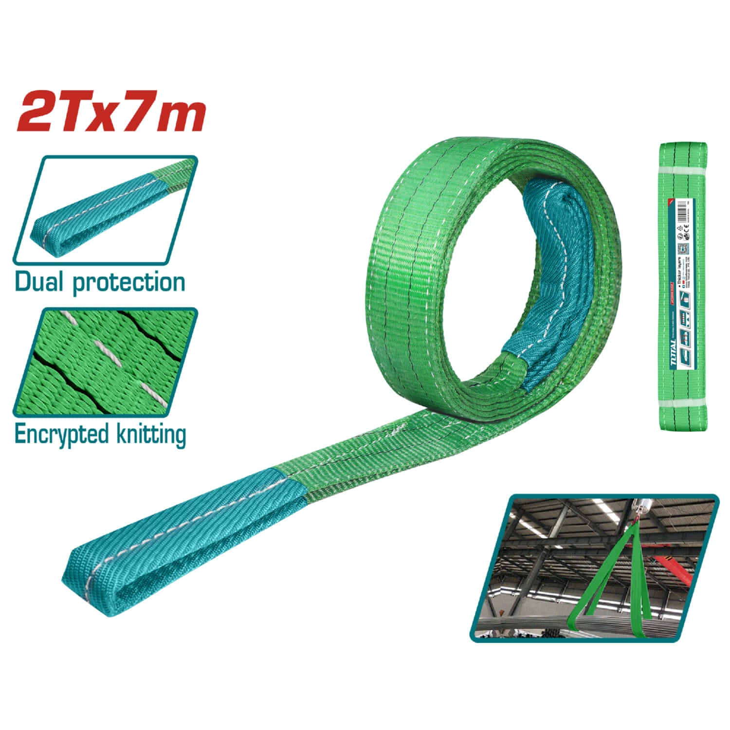 Eslinga ojo-ojo 2T x 7m. Ancho 60 mm