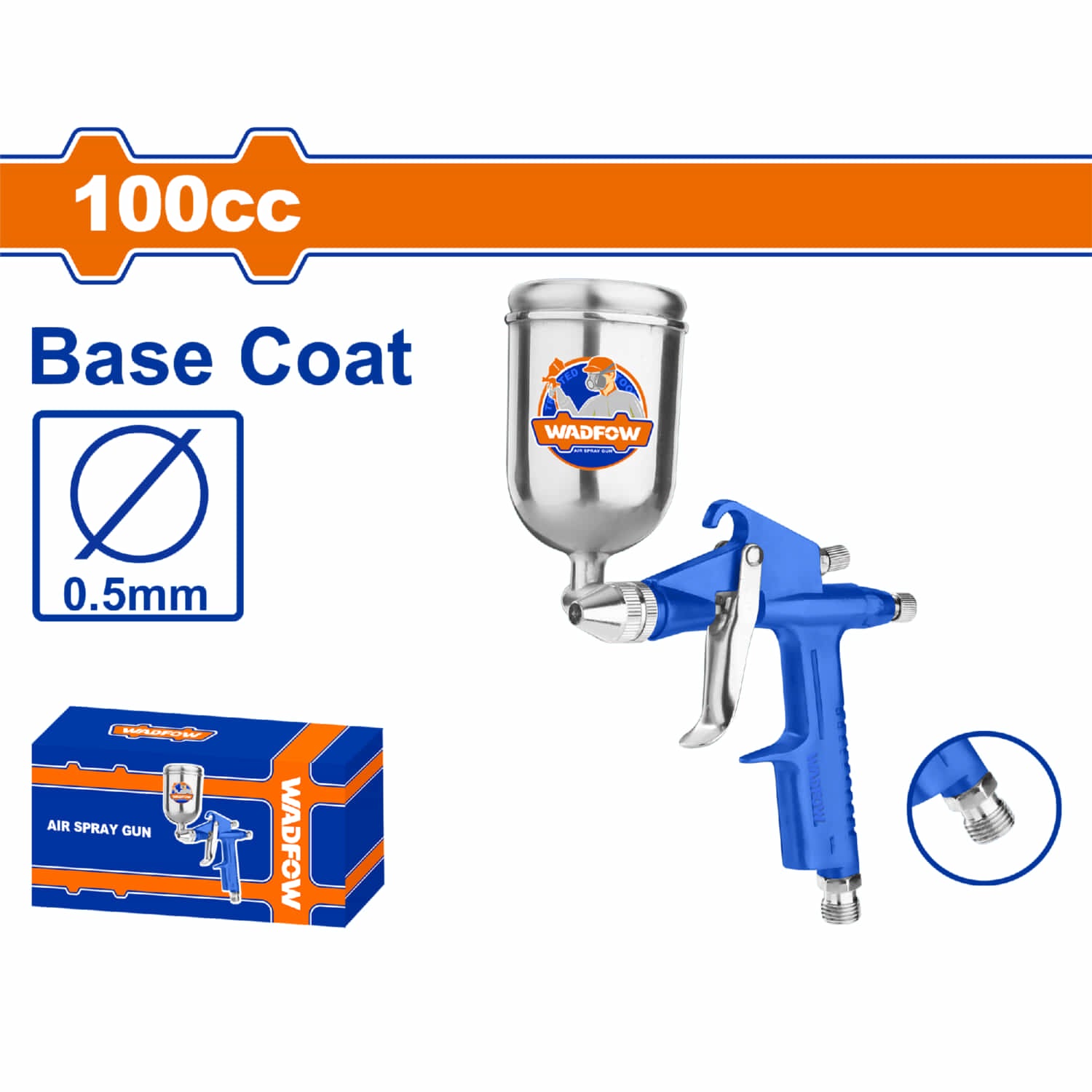 Pistola spray para Pintar 100cc. Boquilla: 0.5mm. Ideal capa base. Presión: 3-4 bar. De aire para compresor