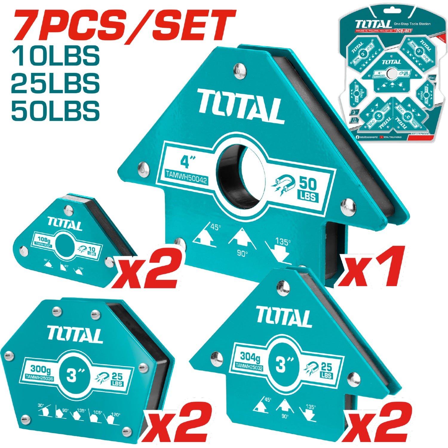 Ángulos de soldadura magnéticos Juego de 7 escuadras