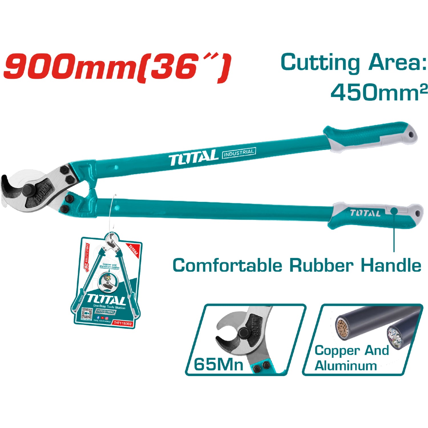 Cizalla 36" para cortar cables cuchillas de 65Mn.