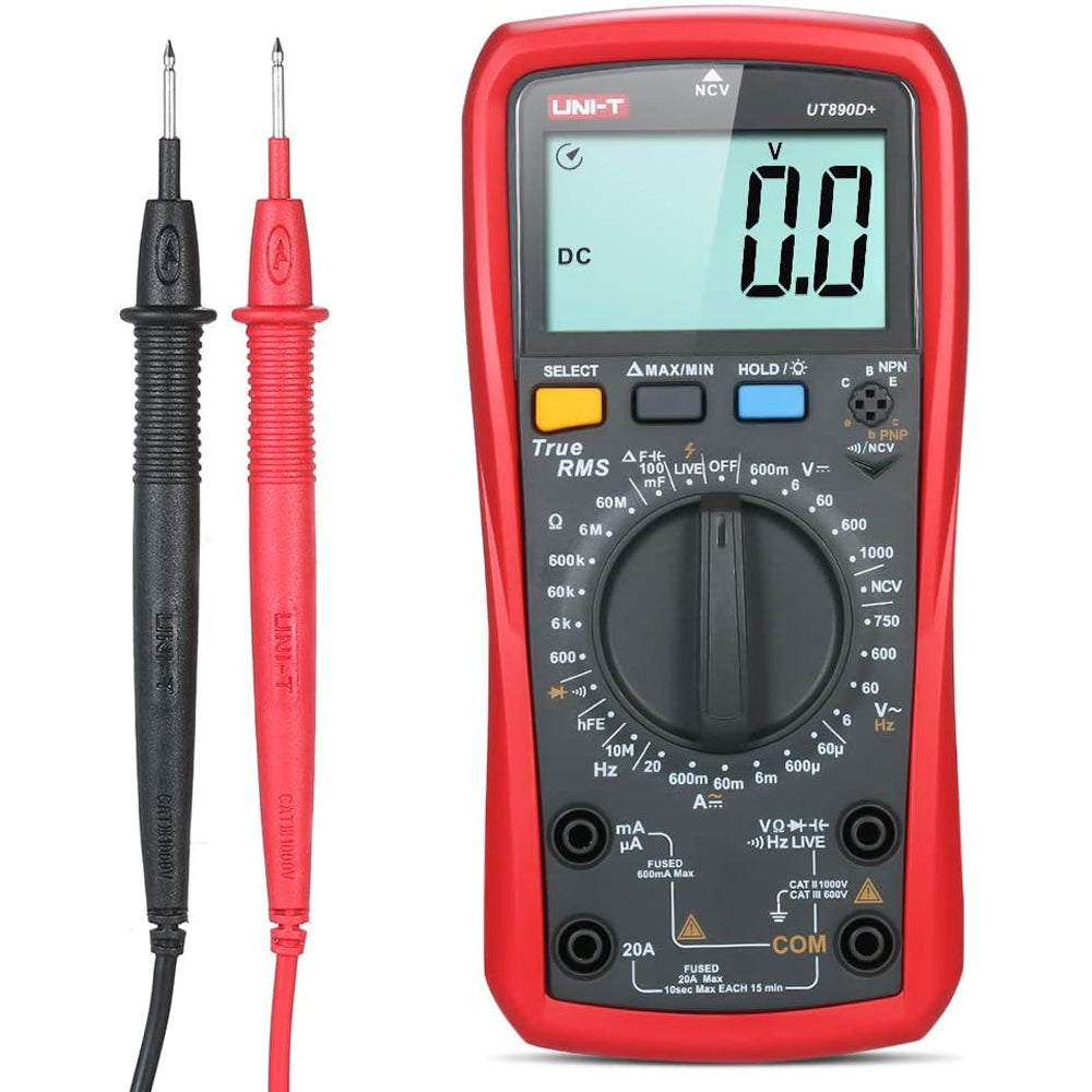UNI-T UT890D+ multímetro Digital de verdadero valor eficaz (RMS) eléctricos prueba de mano