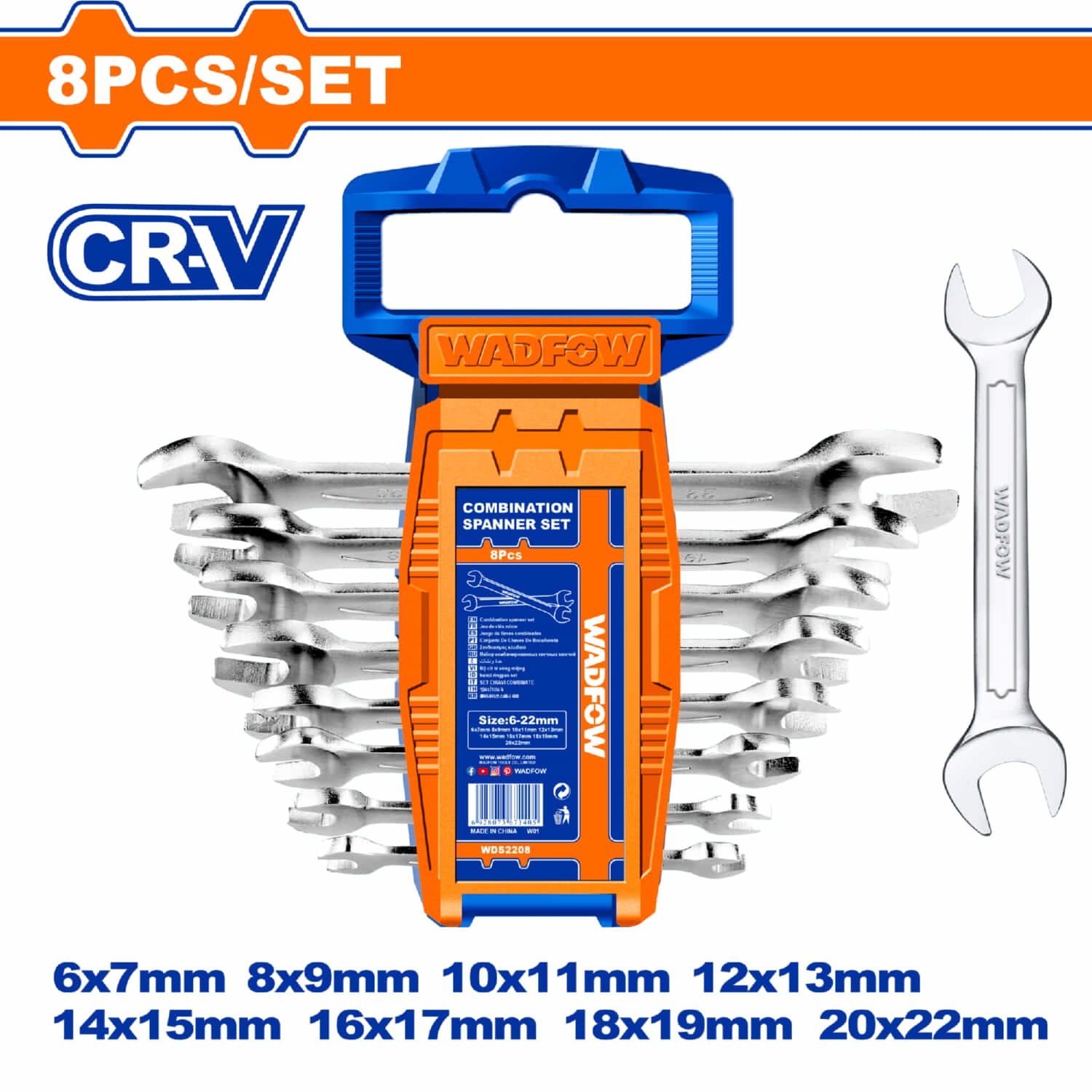 Llaves inglesas de 8 pzas. 6-22mm. Acabado pulido. (Juego)