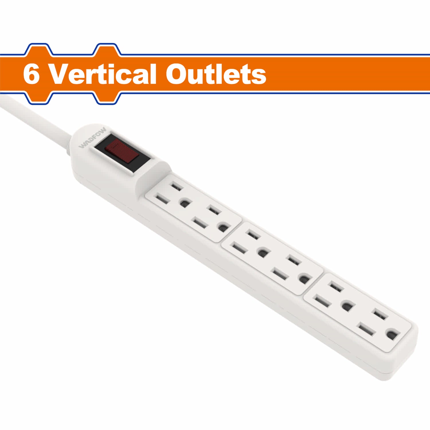 Regleta Polarizada de 6 tomacorrientes 3x14AWG. 125V-60Hz 1875W. Long: 6 pies. Corriente 15A.