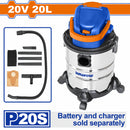 Aspiradora inalambrica 20V Capacidad 20L. Filtro HEPA. No incluye Bateria ni Cargador.