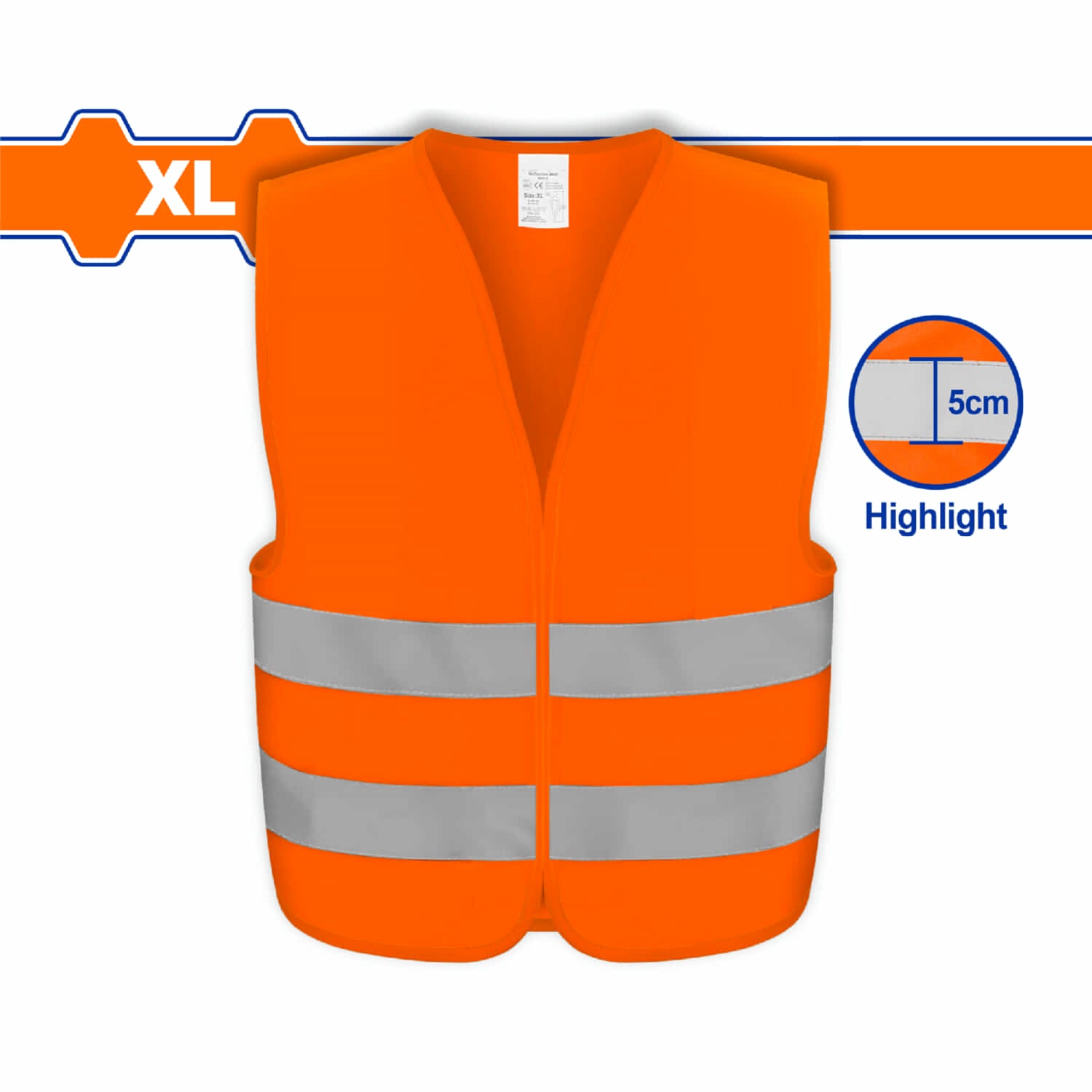 Chaleco reflectivo de seguridad Naranja. Ancho de la tira:5cm. Poliéster. Talla XL.