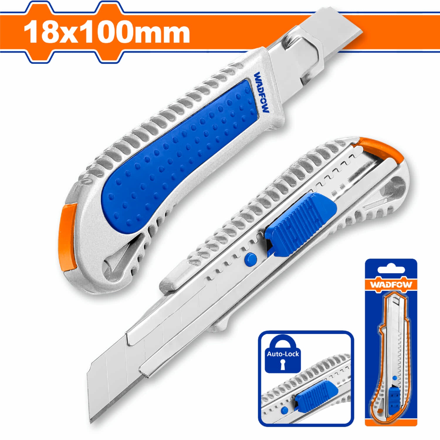 Exacto Desmontable 18x100mm (WMK1K18) Aleación de Aluminio. Auto Bloqueo. Con Botón de Empuje.