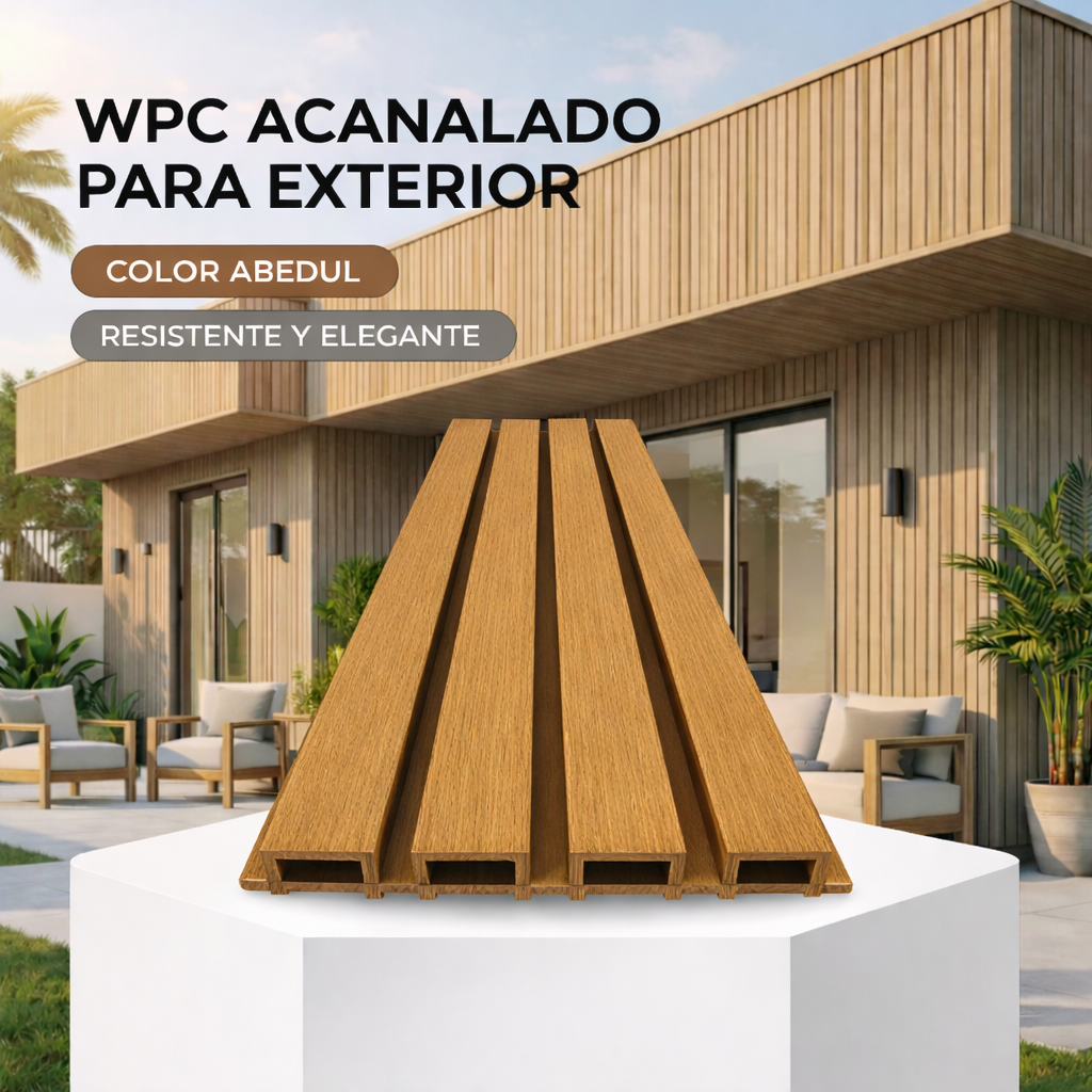 Lámina Acanalada decorativa WPC Exteriores Abedul 26x219x2900 mm