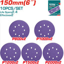 Juego de 10 Discos de Lija para Lijadora de 6" 150mm. P800x2 P1000x2 P1200x2 P1500x2 P2000x2.