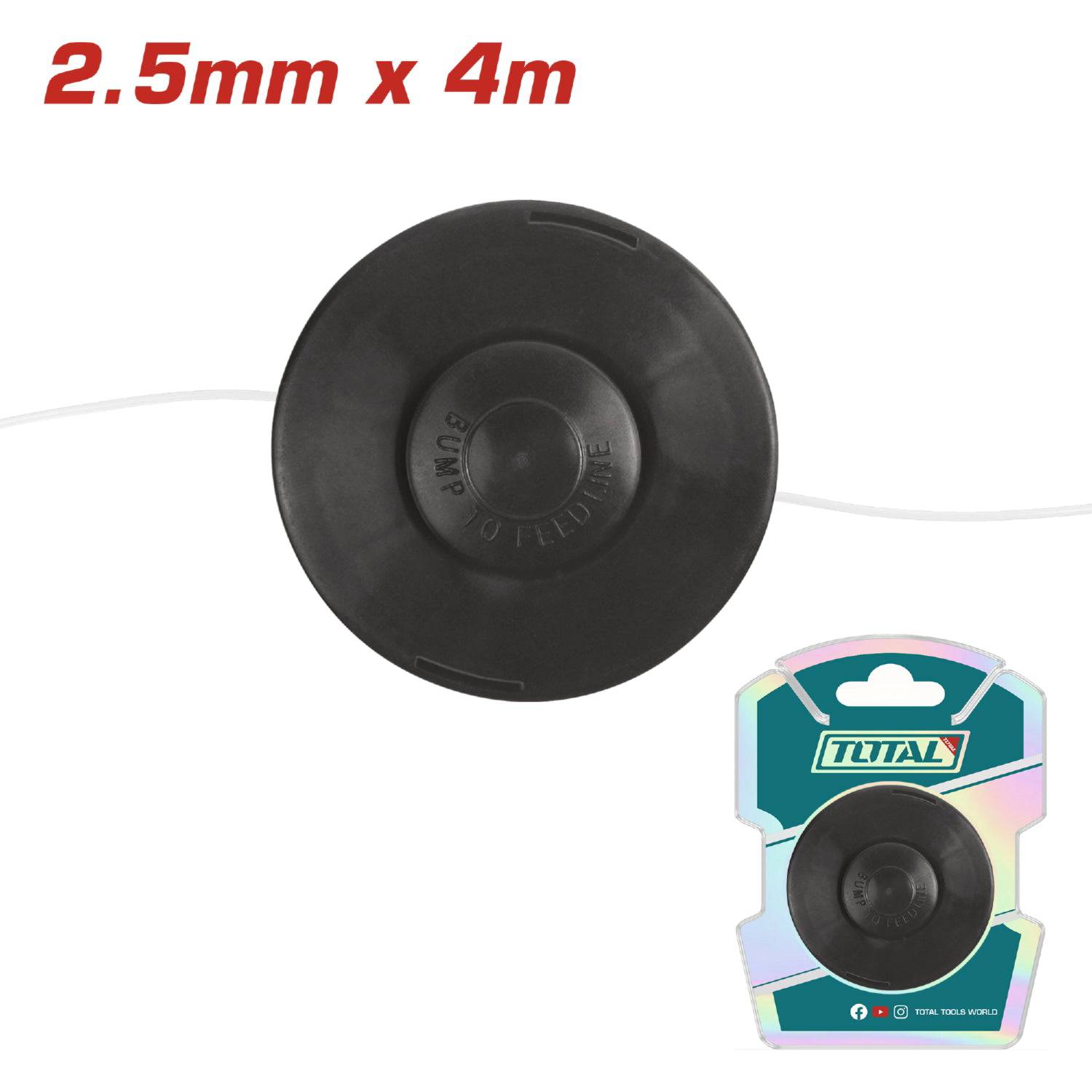 4 Mts Rollo De Linea 2.5Mm Para Desmalezadora (PARA EQUIPOS TP53144141-TP5624421)