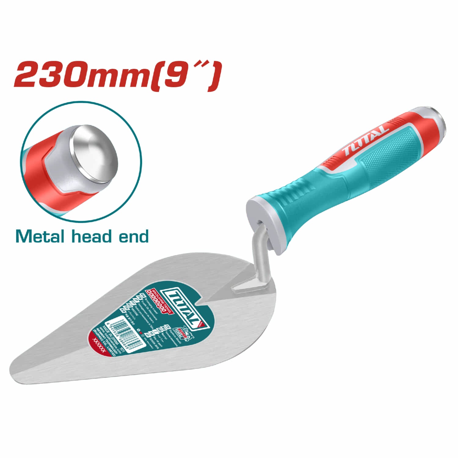 Palustre de albañil 9" / 230mm. Mango confortable de Plastico TOTAL