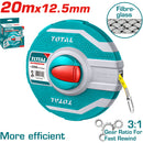 Cinta Metrica de 20 m de Fibra de Vidrio. Ancho 12.5 mm. Relación de Guardado Rapido de 3:1. M-Pulg