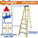 Escalera de fibra de vidrio 8 escalones. Altura de paso: 280mm. Carga máxima: 150Kg.