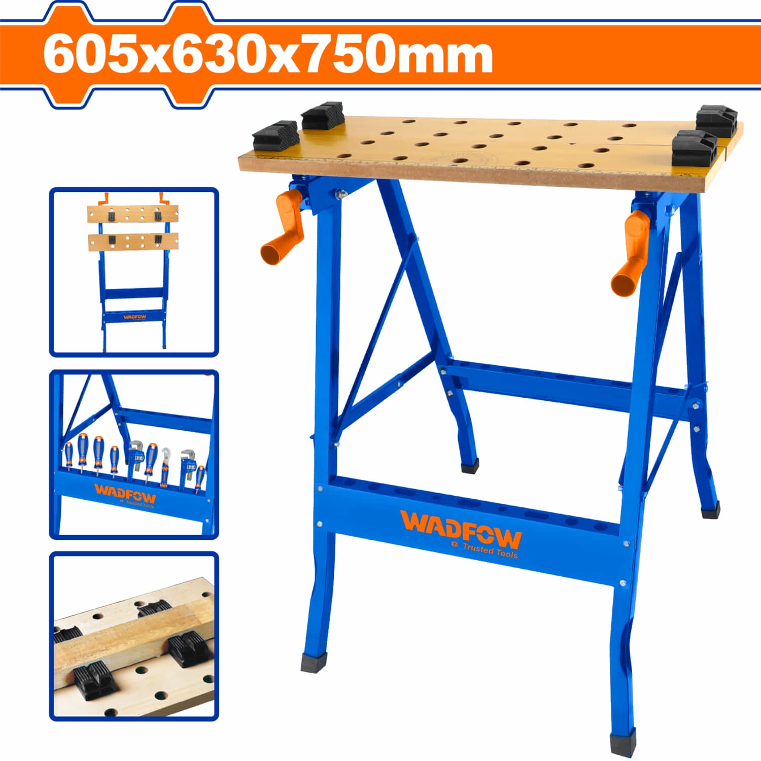 Banco Mesa de Trabajo Plegable Portátil. Cap:100 Kg. Tamaño abierto: 605x630x750mm.